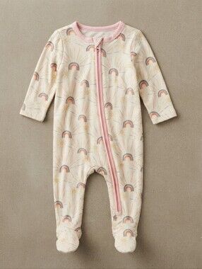 Mud Pie 0-3M Cream Rainbow Print Kids Footie